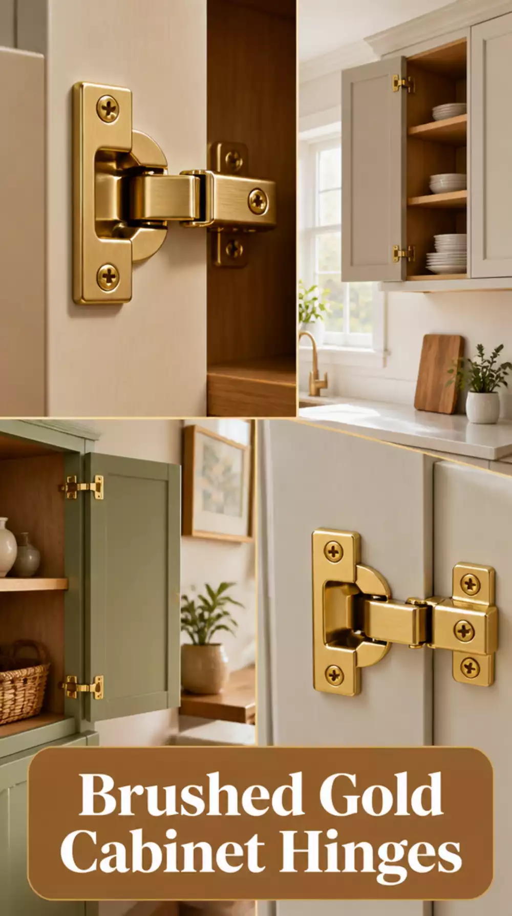 Kitchen Cabinet Hinge in Brushed Gold That Shows When Doors Are Open