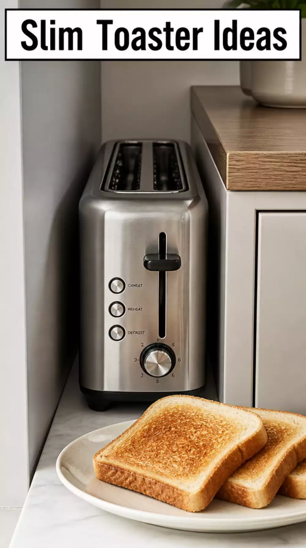 Slim Brushed Stainless Steel Toaster for Narrow Counter Gaps