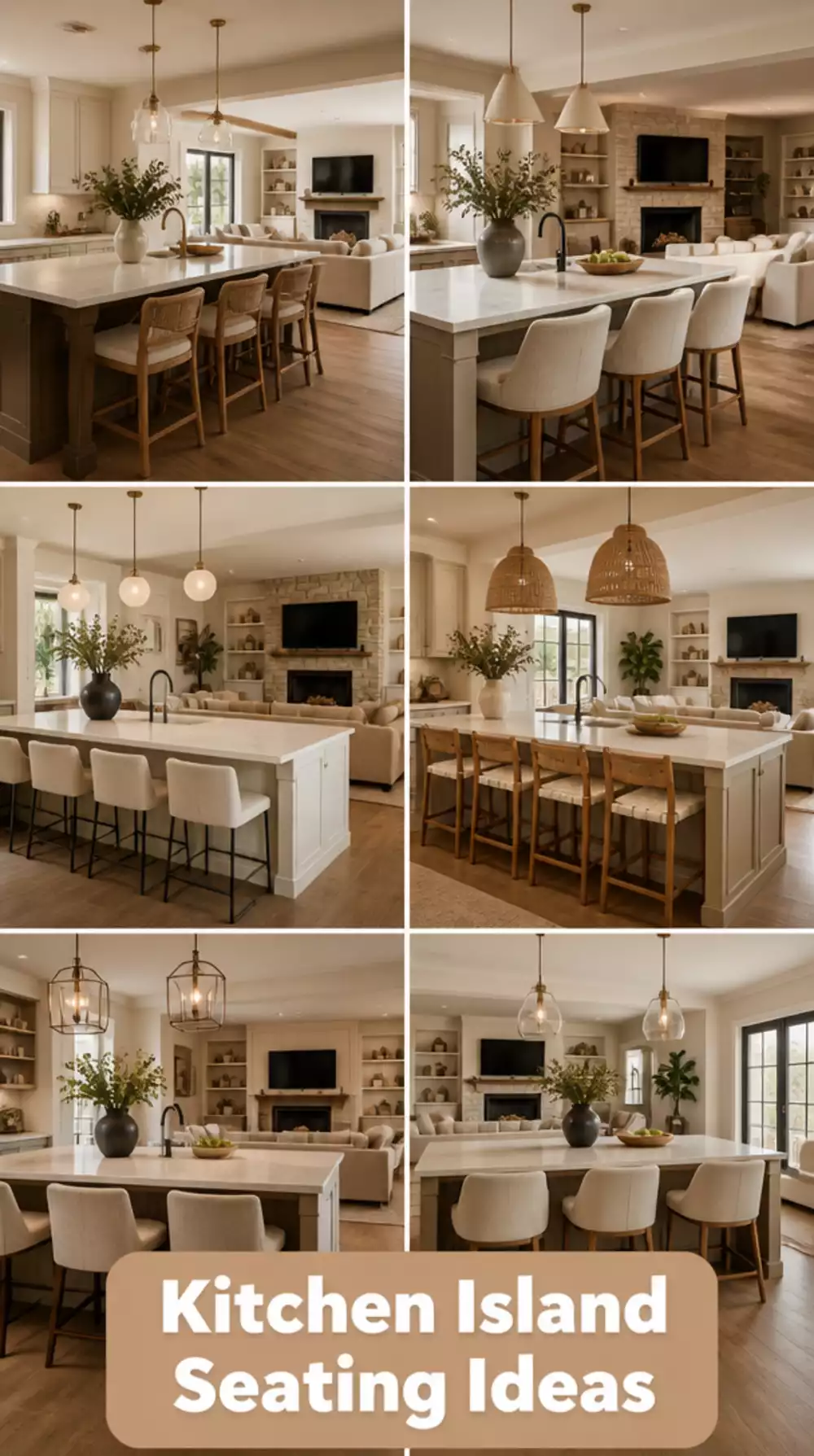 Kitchen Island Seating That Faces the Living Room for Easy Conversation