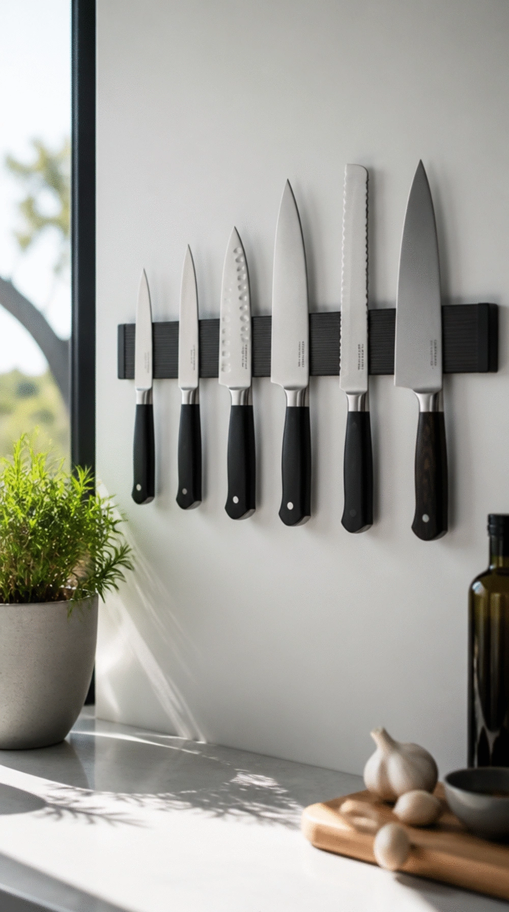 Kitchen Counter Knife Magnetic Wall Bar That Clears the Whole Block Away