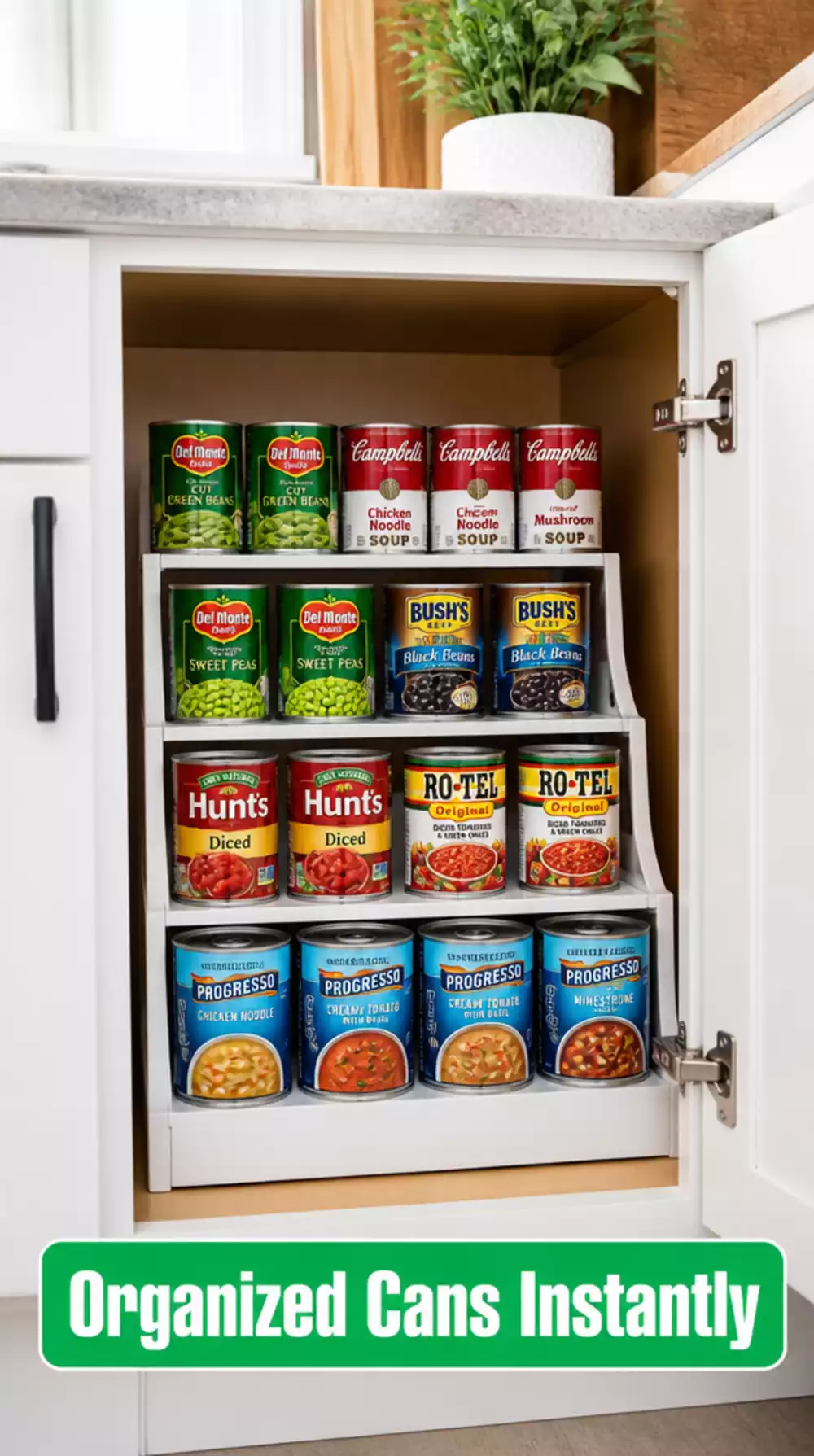 Kitchen Cabinet Riser Stack for Organized Canned Goods