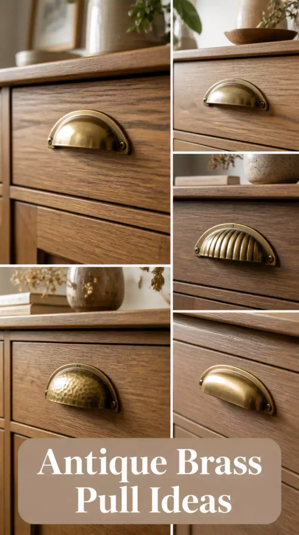 Kitchen Drawer Pull in Antique Brass with a Curved Arched Profile