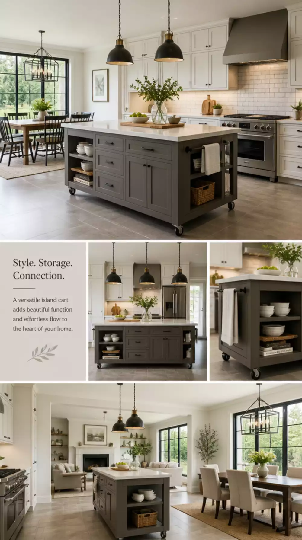 Open-Concept Kitchen with a Large Island That Divides the Living Space